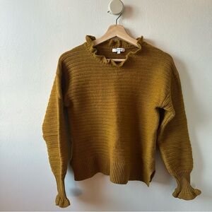 Madewell Mustard Ruffle Trim Sweater